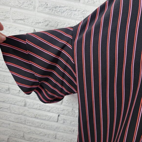 Worthington Womens Top 1X Plus Double Bell Sleeve Black Stripe Back STR82E - Picture 5 of 9